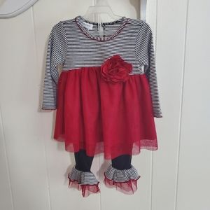 Bonnie Jean 2T Red/Black dress with bell pants